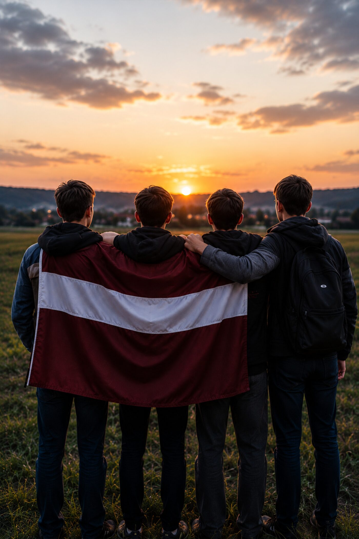 Latvian youth with the Latvian flag